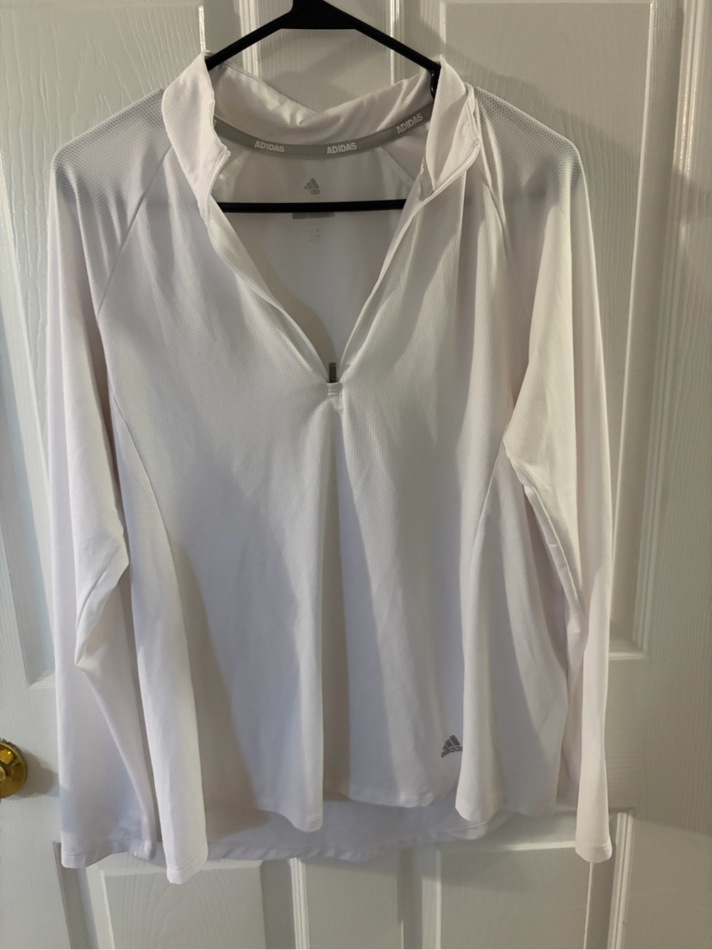 adidas White Long-Sleeve Half-Zip Performance Top